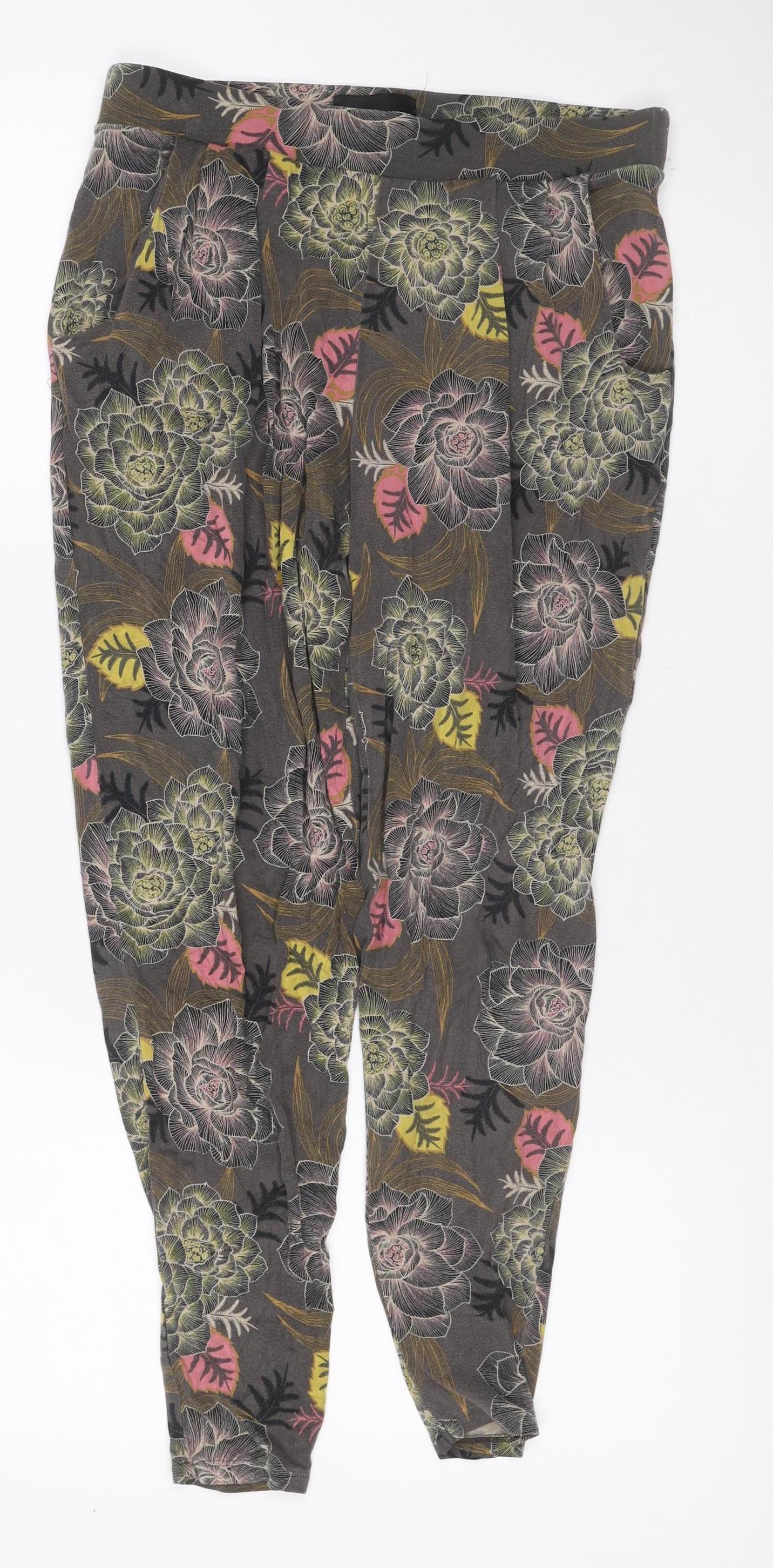 Next Women’s Grey Floral Leggings UK 10 Stretch Jersey