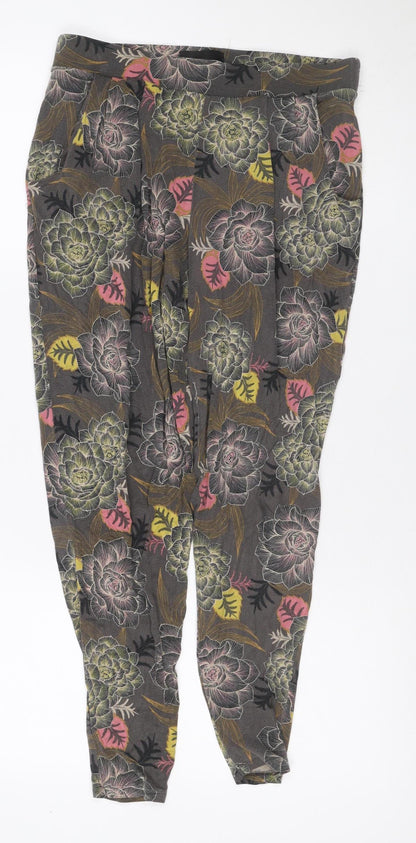 Next Women’s Grey Floral Leggings UK 10 Stretch Jersey