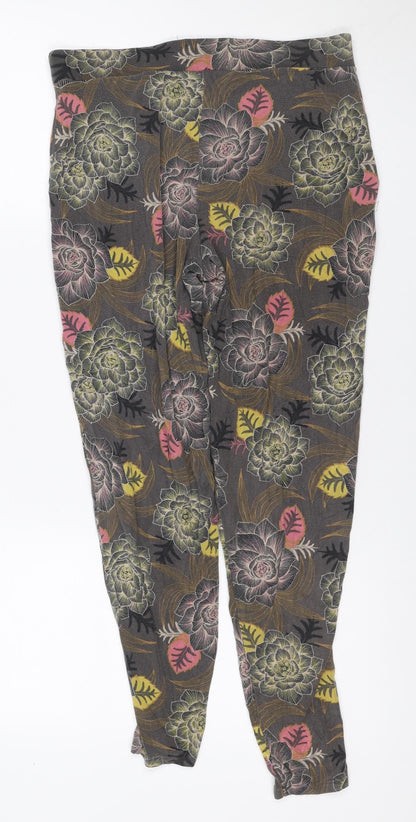 Next Women’s Grey Floral Leggings UK 10 Stretch Jersey