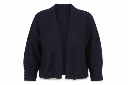 Wallis Women’s Navy Blue M Open Cardigan Gold Button Cuffs Long Sleeve