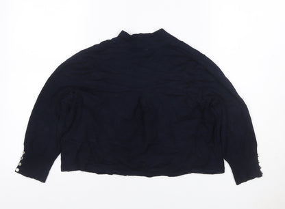 Wallis Women’s Navy Blue M Open Cardigan Gold Button Cuffs Long Sleeve