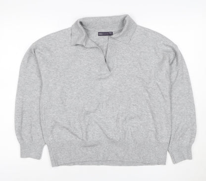 Marks and Spencer Women Grey M Roll Neck Knit Pullover Jumper