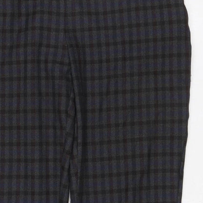 Dorothy Perkins Women Blue Check Straight Trousers UK 10 Adjustable Waist