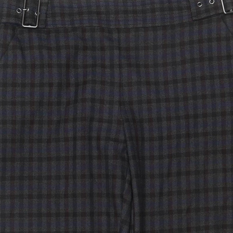 Dorothy Perkins Women Blue Check Straight Trousers UK 10 Adjustable Waist