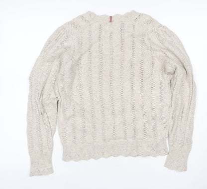 Per Una Women’s Ivory Size 12 Open Knit Wool Blend Pullover Jumper
