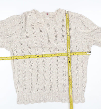Per Una Women’s Ivory Size 12 Open Knit Wool Blend Pullover Jumper