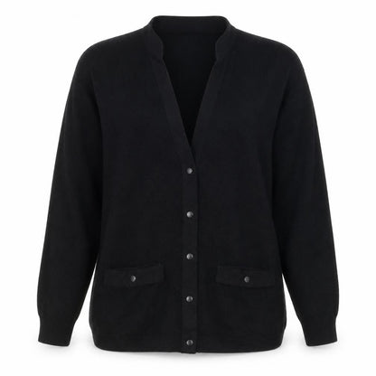 St Michael Women’s Black Size 10 Lambswool V-Neck Button Cardigan