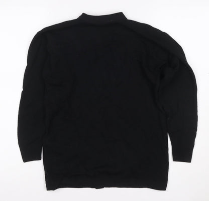 St Michael Women’s Black Size 10 Lambswool V-Neck Button Cardigan