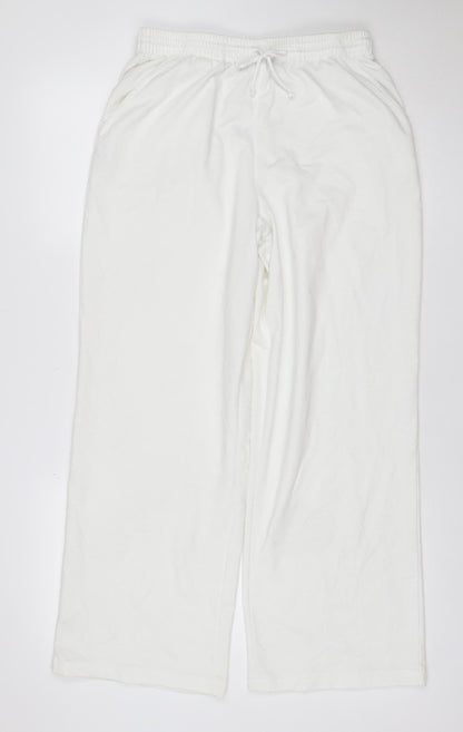 Cotton Traders Women White M Jogger Sweatpants Drawstring Pocket