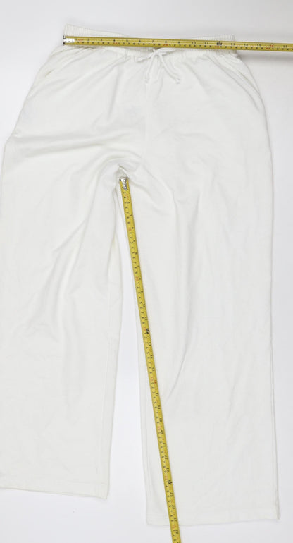 Cotton Traders Women White M Jogger Sweatpants Drawstring Pocket