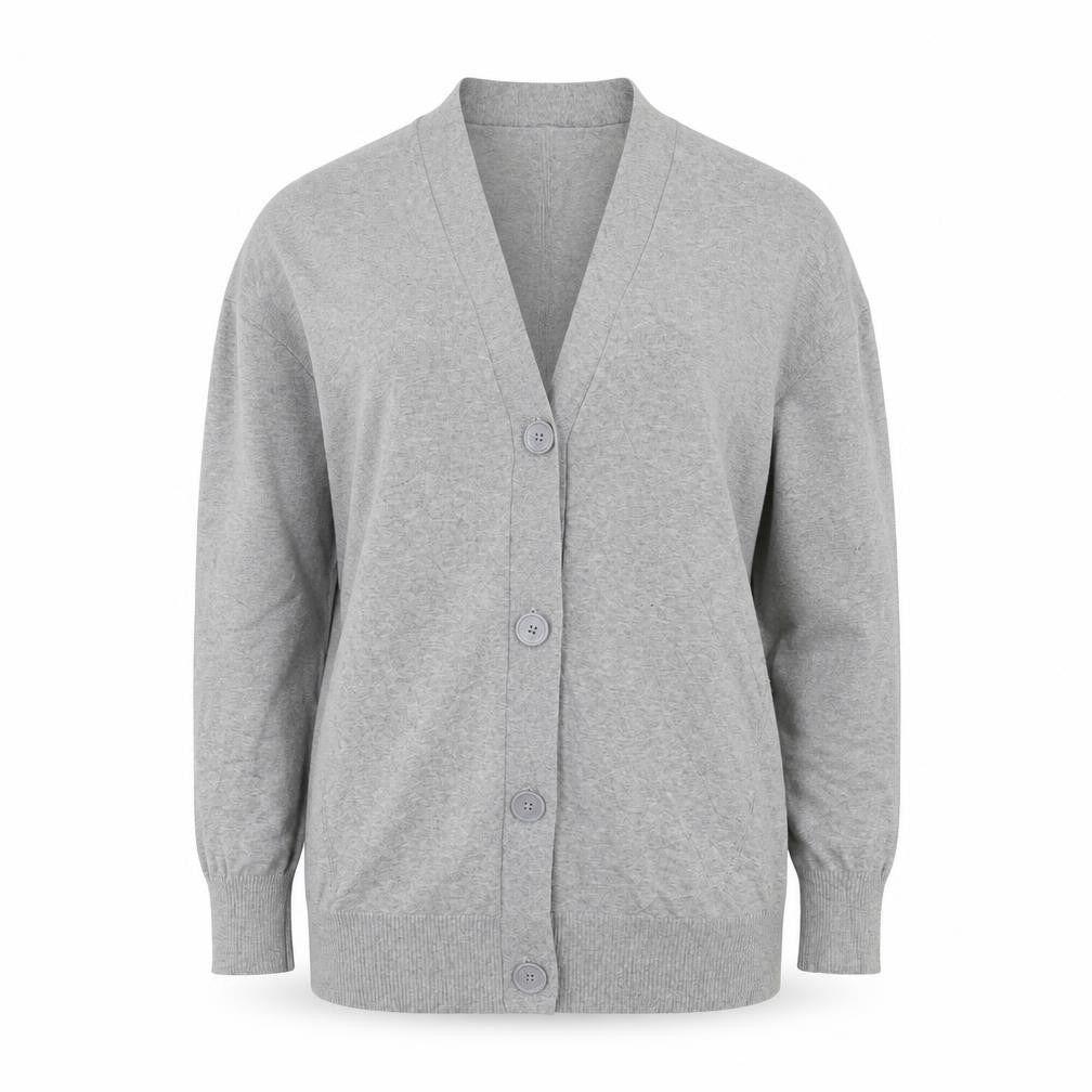 Marks & Spencer Women Grey S V-Neck Long Sleeve Button Cardigan