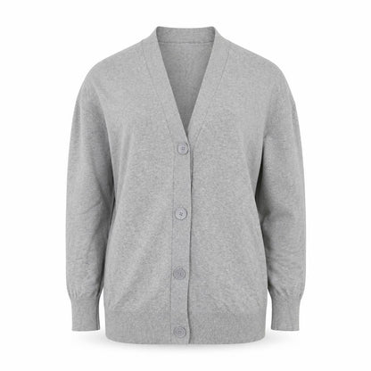 Marks & Spencer Women Grey S V-Neck Long Sleeve Button Cardigan