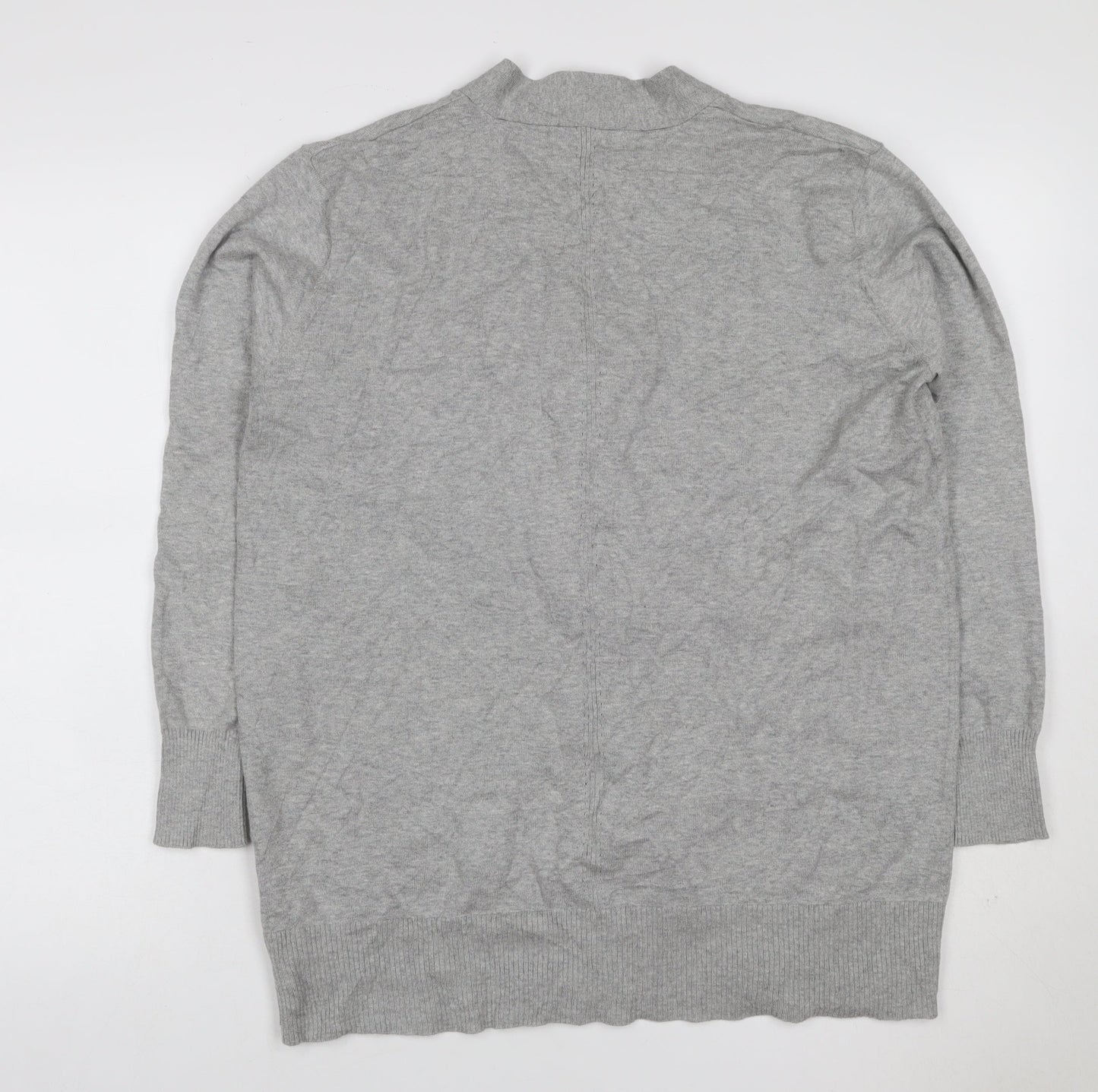 Marks and Spencer Women Grey S V-Neck Long Sleeve Button Cardigan