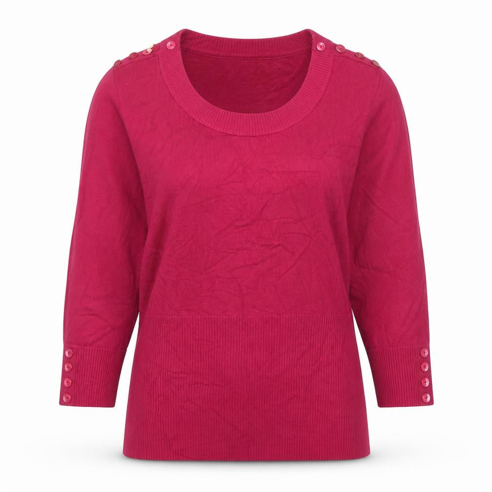 Alexon Women’s Pink L Scoop Neck Button Shoulder Knit Jumper