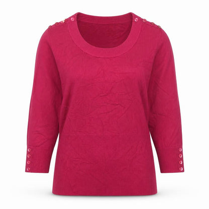 Alexon Women’s Pink L Scoop Neck Button Shoulder Knit Jumper
