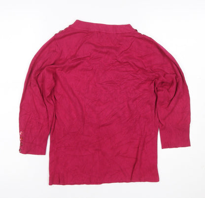 Alexon Women’s Pink L Scoop Neck Button Shoulder Knit Jumper