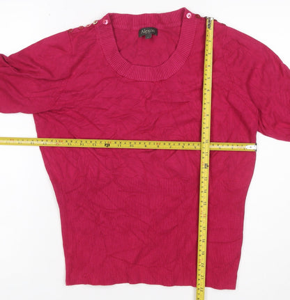 Alexon Women’s Pink L Scoop Neck Button Shoulder Knit Jumper