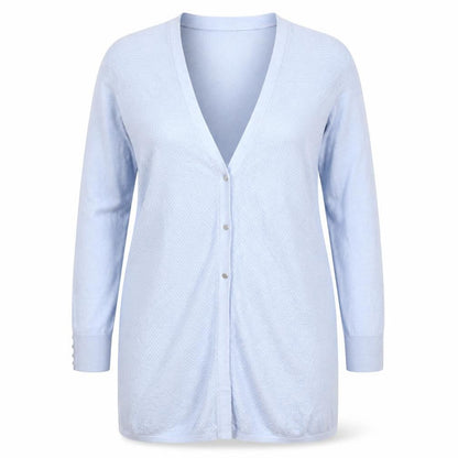 Otherside Women Blue 2XL Long Sleeve V-Neck Button Knit Cardigan
