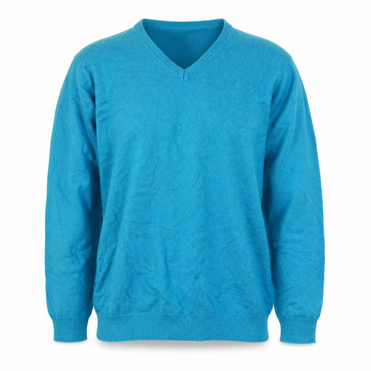 Cotton Traders Women’s Blue L V-Neck Cotton Knit Pullover Jumper