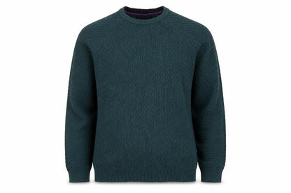 Ted Baker Men's Green L Textured Knit Crew Neck Pullover Jumper