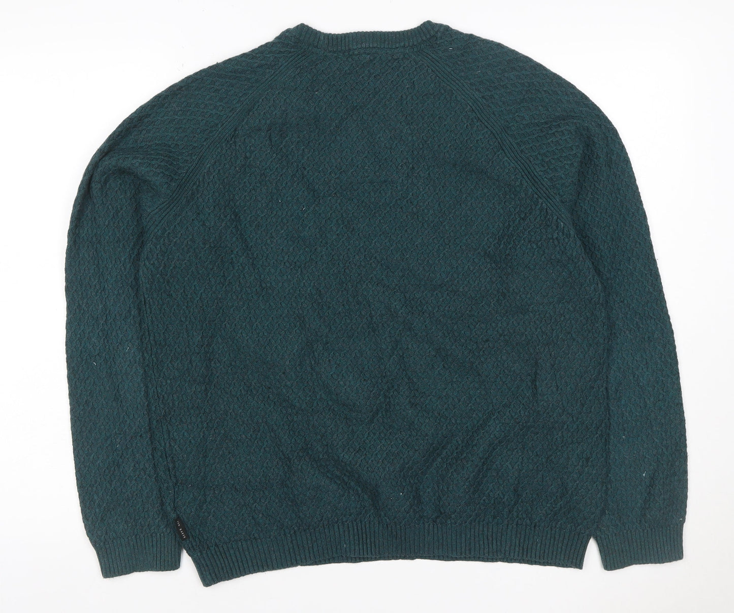 Ted Baker Men's Green L Textured Knit Crew Neck Pullover Jumper