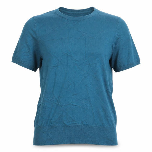 Lands' End Women's Blue M Jersey Knit Short Sleeve Crew Neck Top