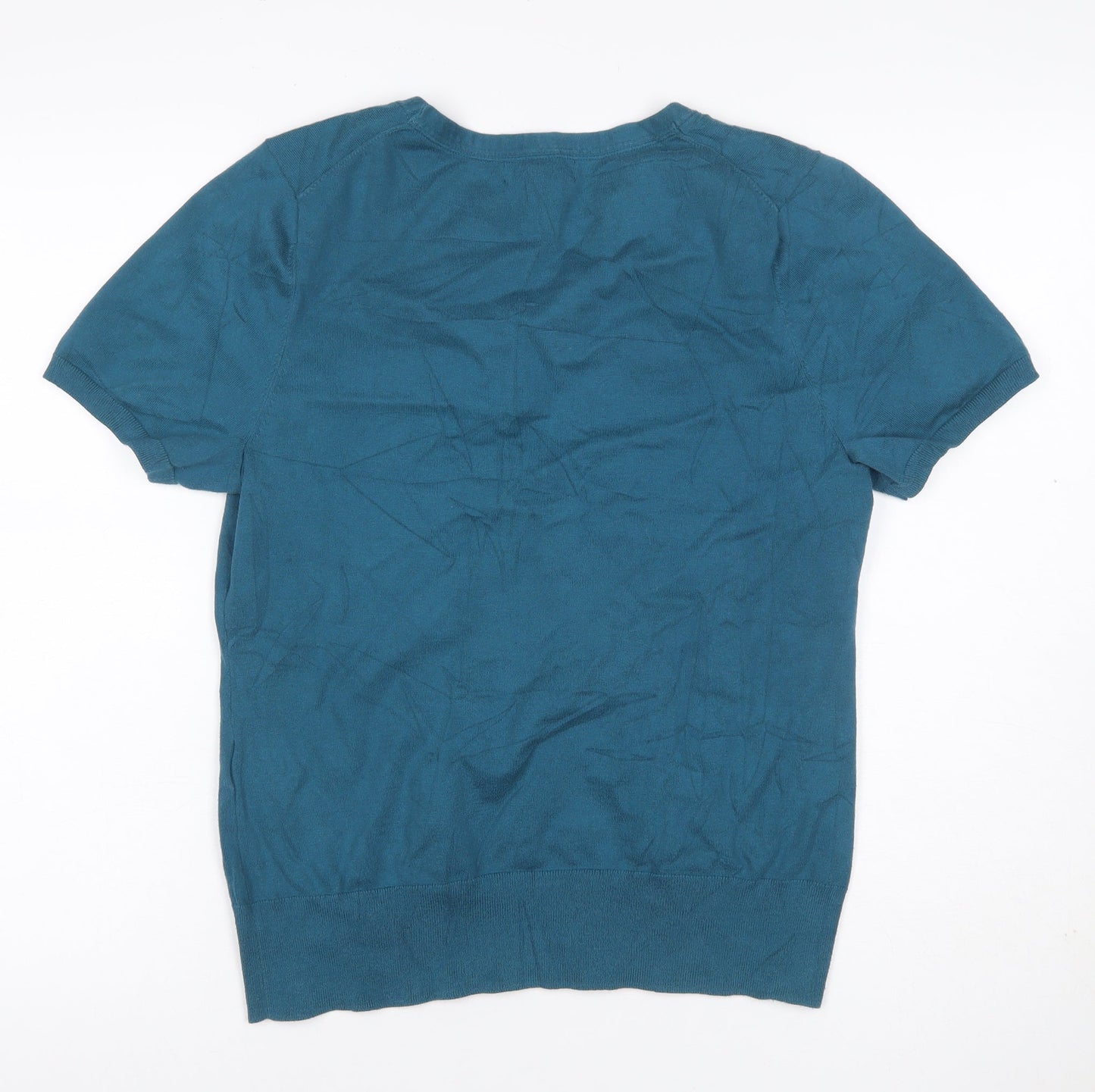 Lands' End Women's Blue M Jersey Knit Short Sleeve Crew Neck Top