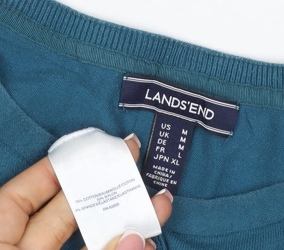Lands' End Women's Blue M Jersey Knit Short Sleeve Crew Neck Top