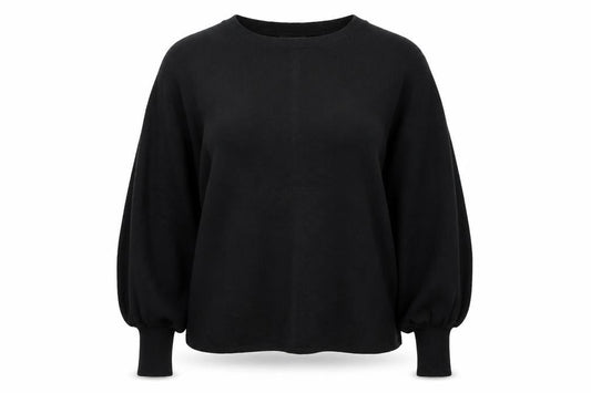 Autograph Women’s Black UK 16 Viscose Blend Crew Neck Balloon Sleeve Jumper