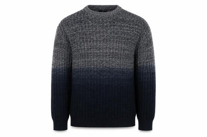 Next Men Black Grey Large Cable Knit Crew Neck Cotton Pullover Jumper