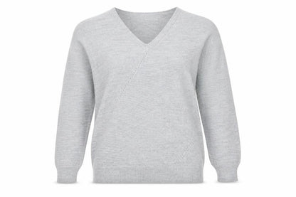 Topshop Women Grey S V-Neck Oversized Knit Pullover Jumper