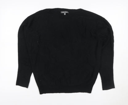 Laura Ashley Women Black UK 12 Merino Wool Crew Neck Jumper
