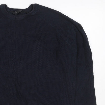 Dissident Men’s Navy Blue 3XL Crew Neck Knit Pullover Jumper Logo