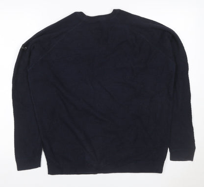 Dissident Men’s Navy Blue 3XL Crew Neck Knit Pullover Jumper Logo