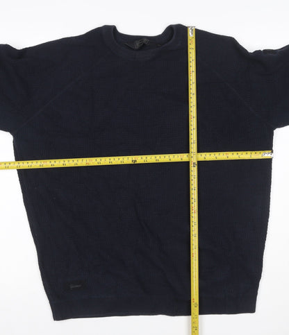 Dissident Men’s Navy Blue 3XL Crew Neck Knit Pullover Jumper Logo