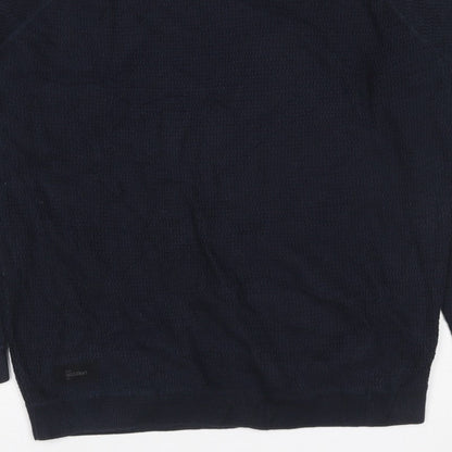 Dissident Men’s Navy Blue 3XL Crew Neck Knit Pullover Jumper Logo