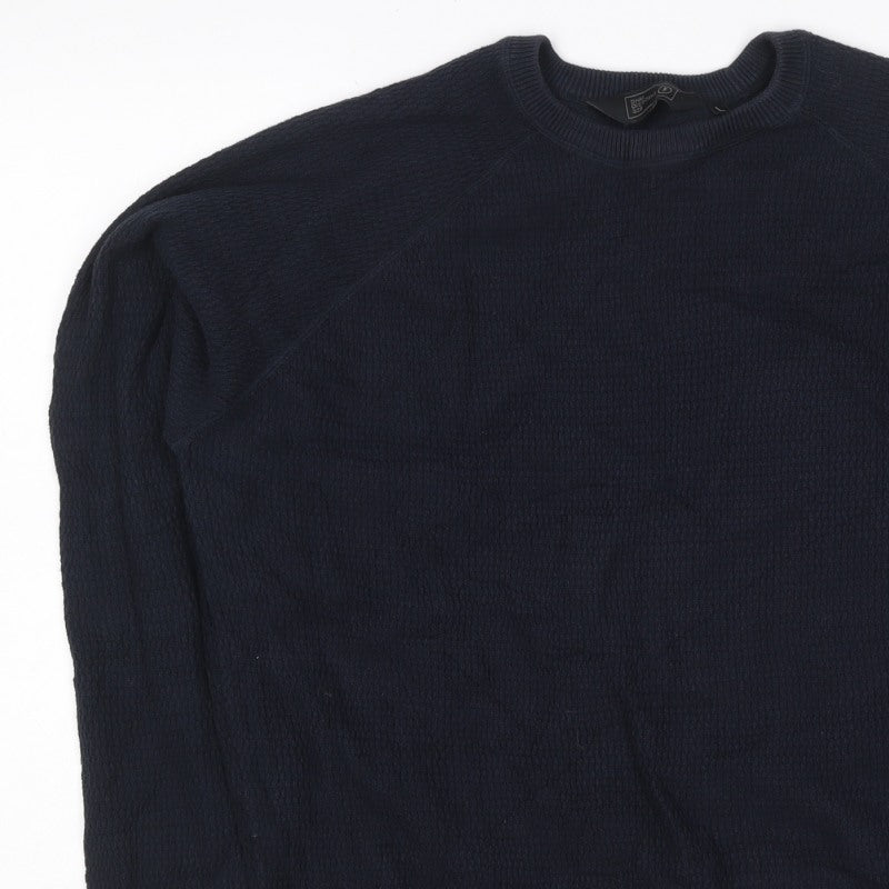 Dissident Men’s Navy Blue 3XL Crew Neck Knit Pullover Jumper Logo