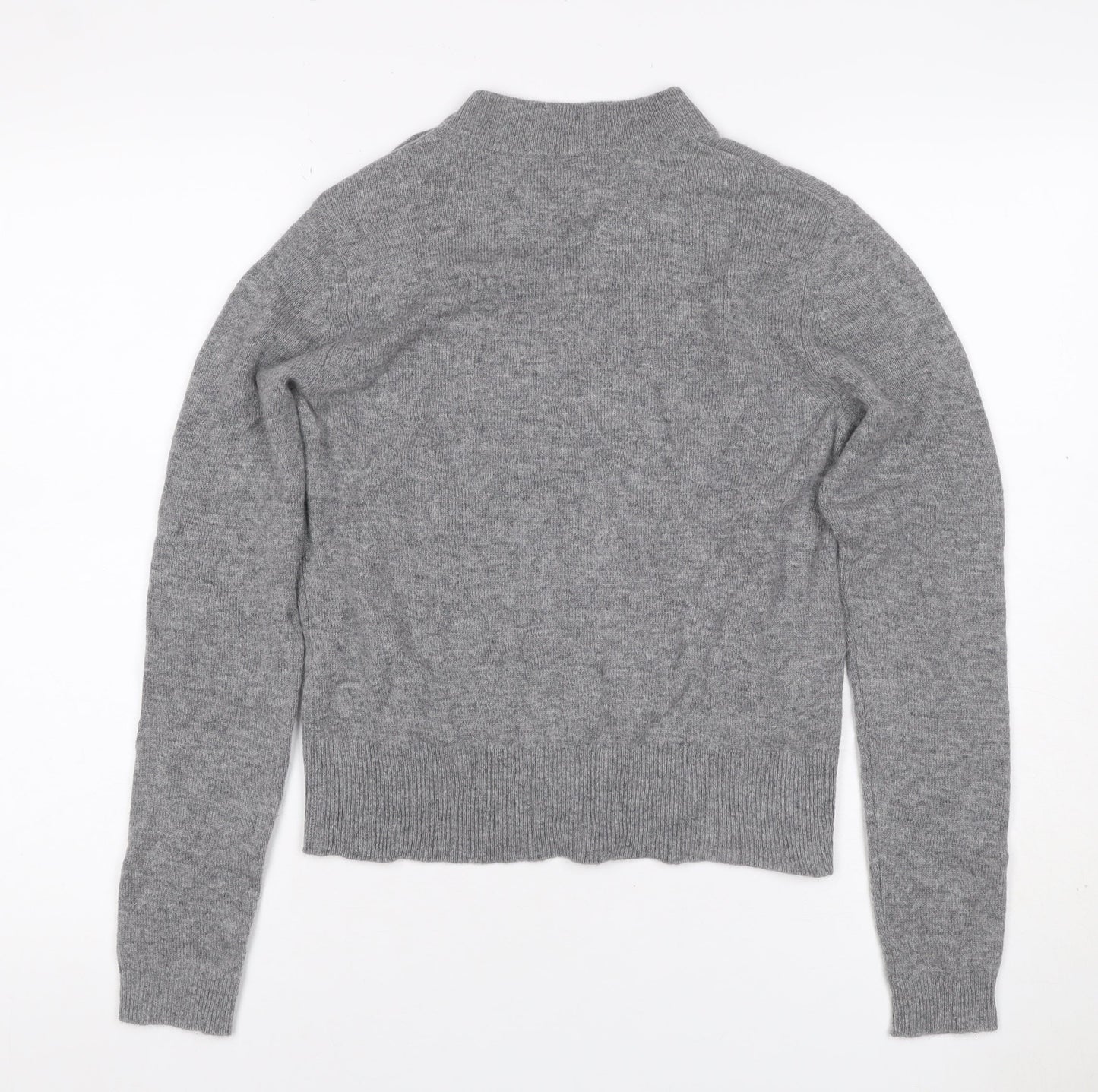 Toast Women Grey S Wool Cashmere Mock Neck Button Shoulder Jumper
