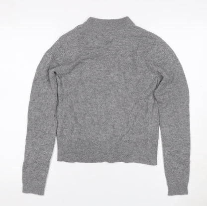 Toast Women Grey S Wool Cashmere Mock Neck Button Shoulder Jumper