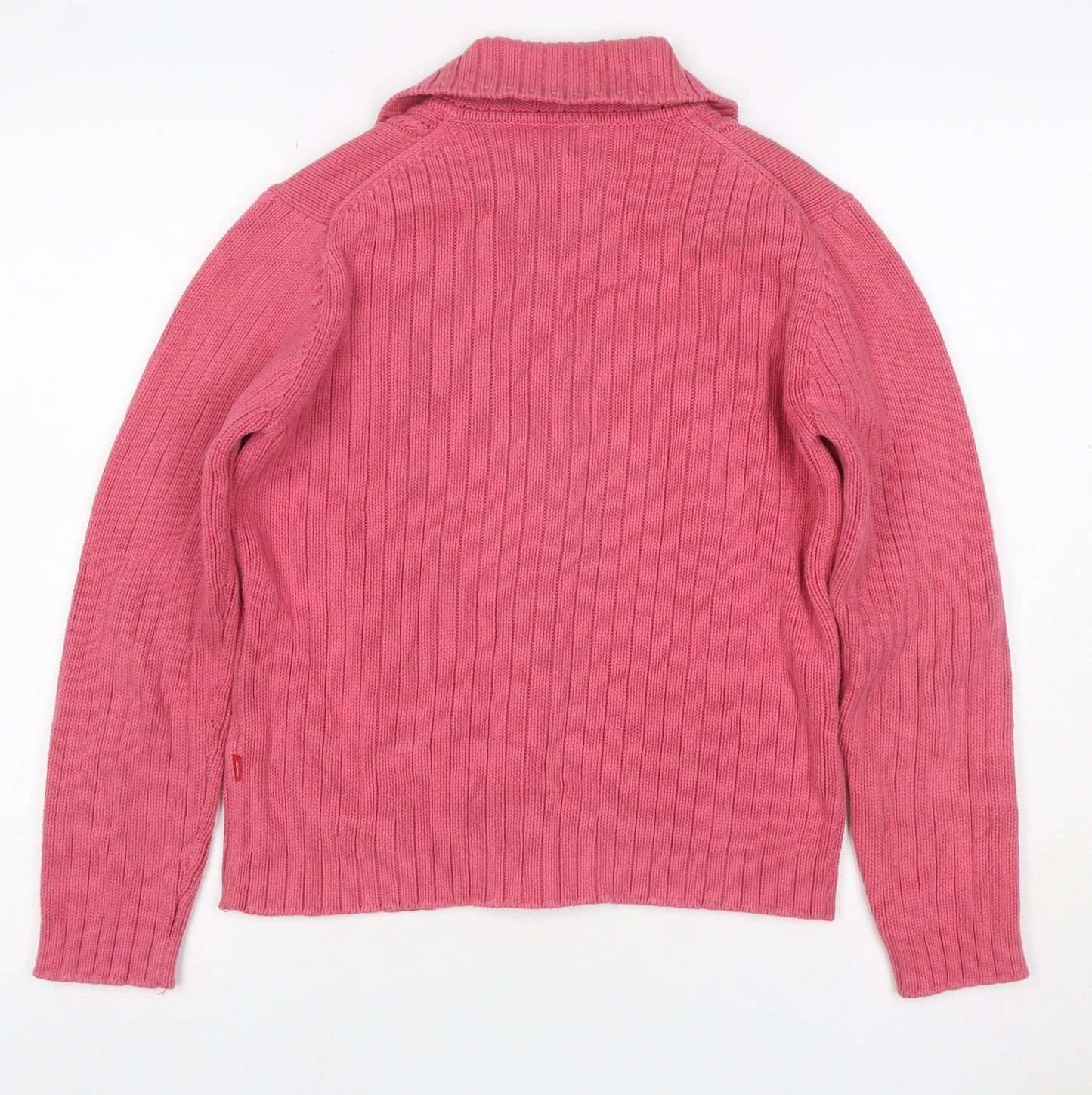 Mackays Women’s Pink Size 2 Cotton Cable Knit Collared Cardigan