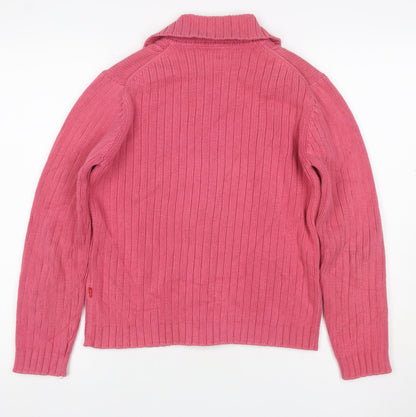 Mackays Women’s Pink Size 2 Cotton Cable Knit Collared Cardigan
