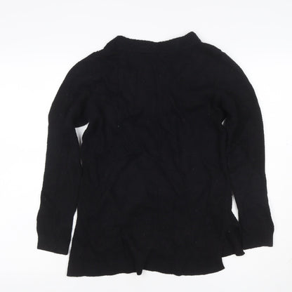 Tommy Hilfiger Women Black S Cable Knit V-Neck Wool Blend Jumper