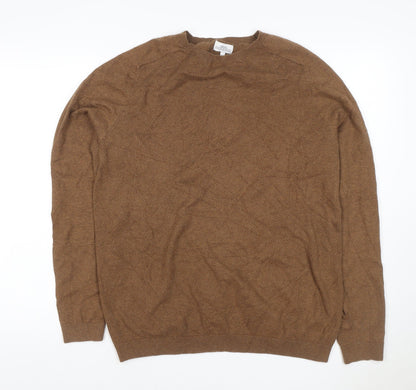 Next Men’s Brown L Crew Neck Cotton Blend Knit Pullover Jumper