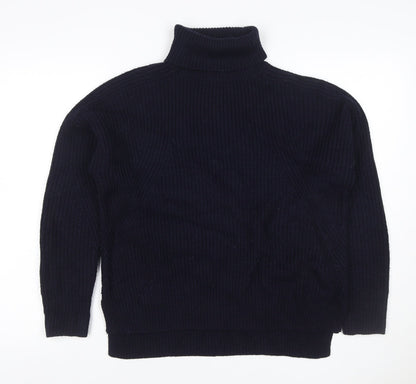 Topshop Women’s Navy Blue UK 8 Chunky Knit Roll Neck Pullover Jumper