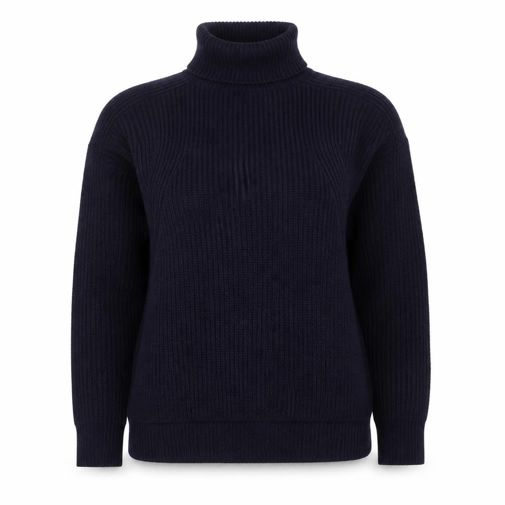 Topshop Women’s Navy Blue UK 8 Chunky Knit Roll Neck Pullover Jumper