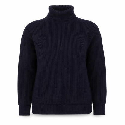Topshop Women’s Navy Blue UK 8 Chunky Knit Roll Neck Pullover Jumper