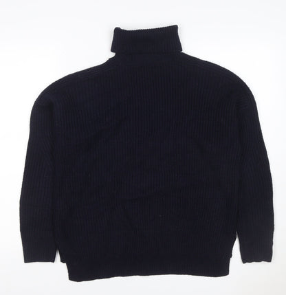 Topshop Women’s Navy Blue UK 8 Chunky Knit Roll Neck Pullover Jumper