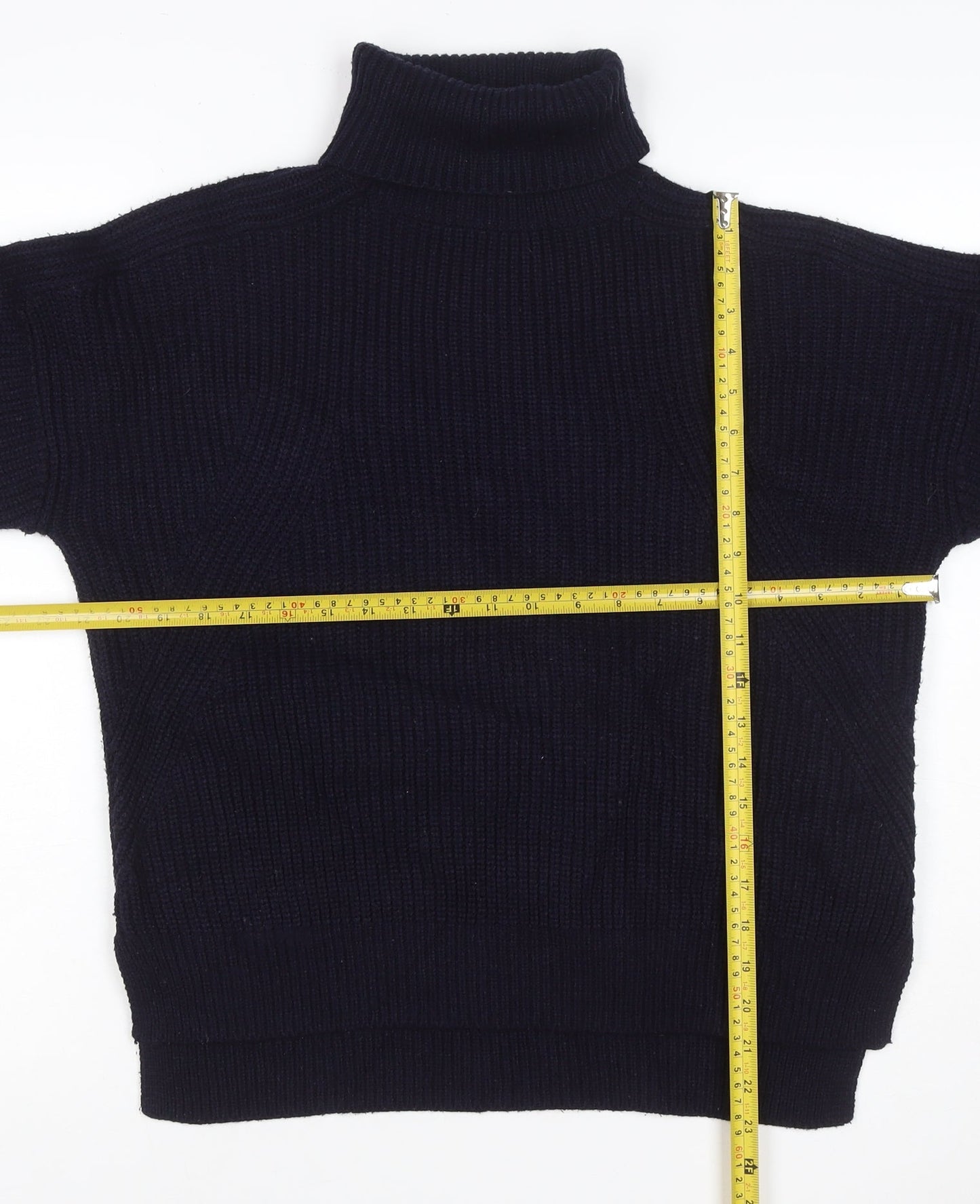 Topshop Women’s Navy Blue UK 8 Chunky Knit Roll Neck Pullover Jumper