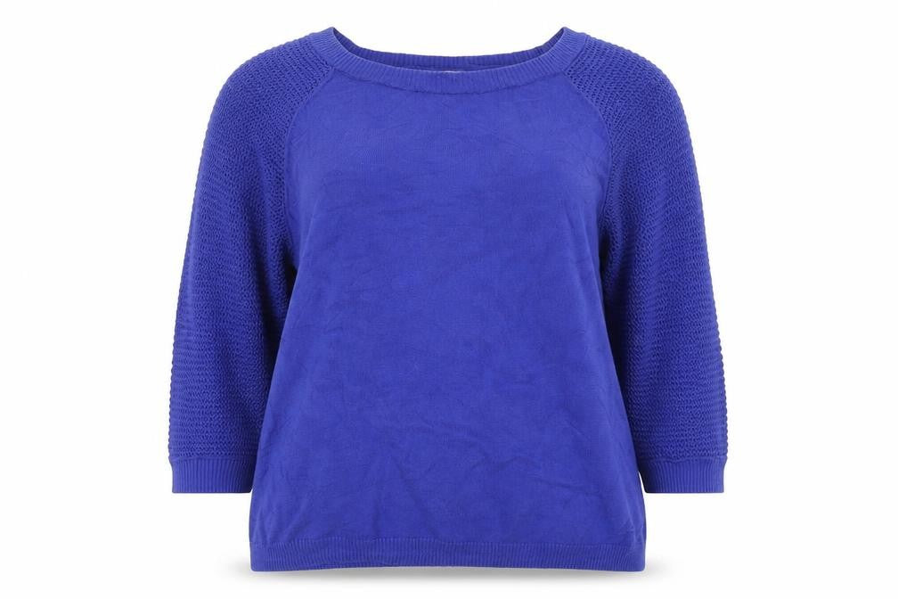 Gap Women's Blue Cotton Open-Knit Raglan Crew Neck Jumper Size L