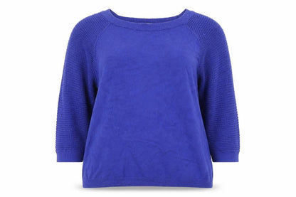 Gap Women's Blue Cotton Open-Knit Raglan Crew Neck Jumper Size L